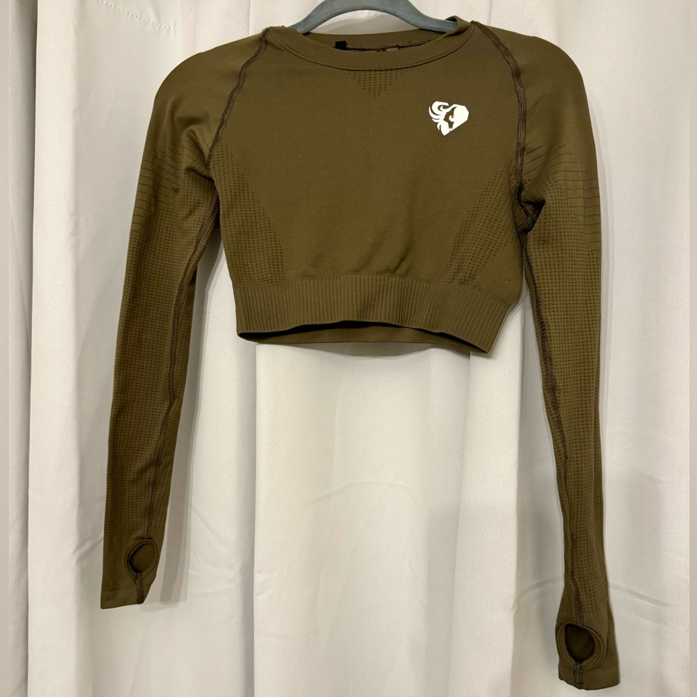 Workout Crop Top Long Sleeves Athletic Wear